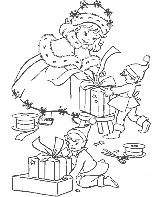 santa's elves coloring page