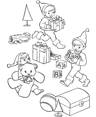 santa's elves coloring page